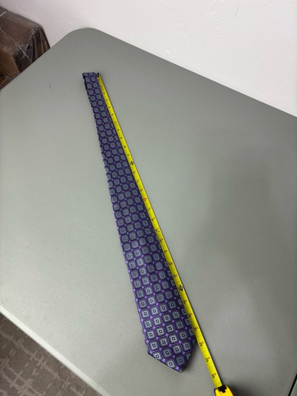 Ermenegildo Zegna Men's Neck Tie Purple Blue Geometric Square 100% Silk Italy - Picture 6 of 7